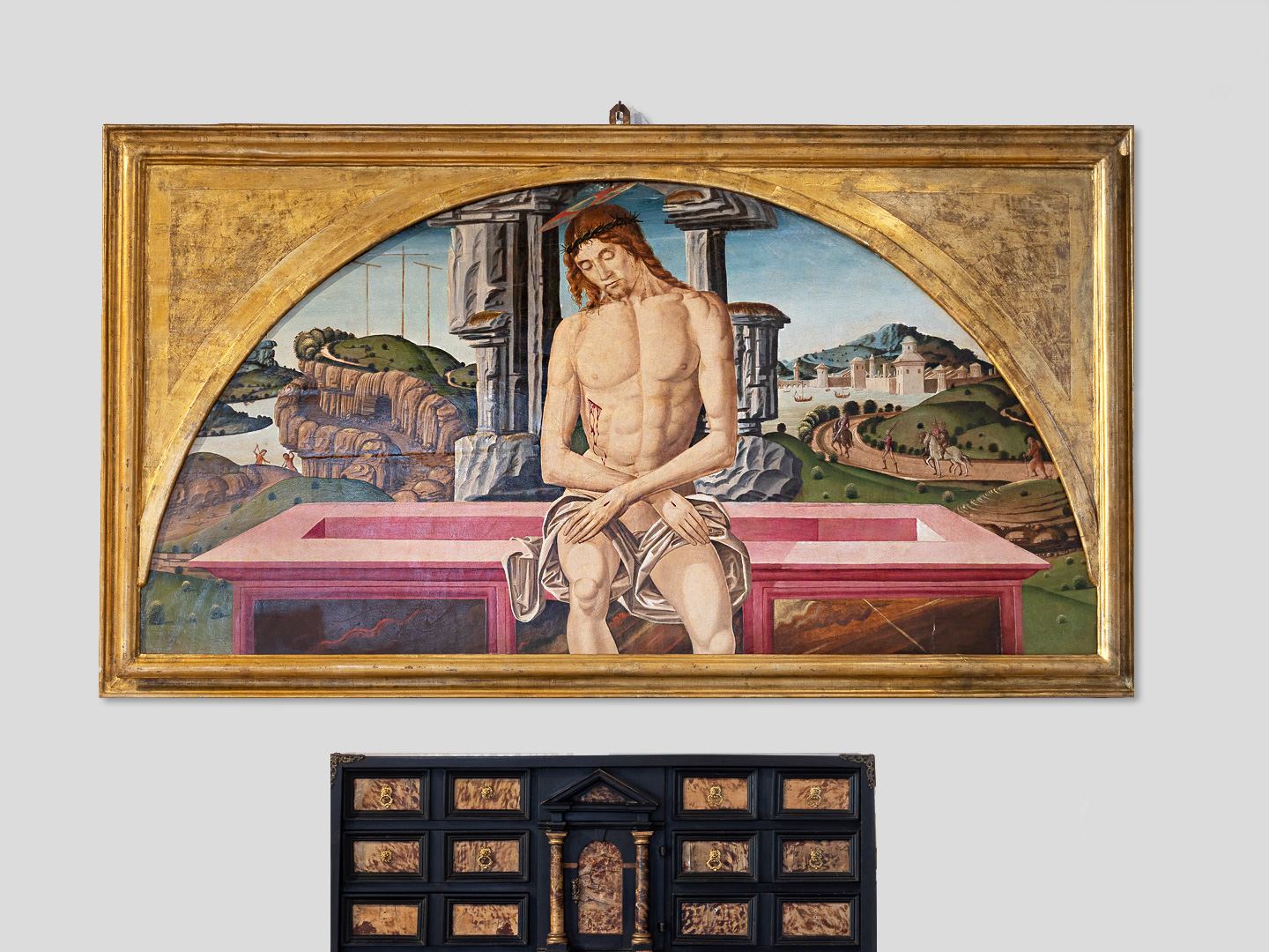 Cristo sul sepolcro, dipinto di scuola ferrarese (XVI sec.)